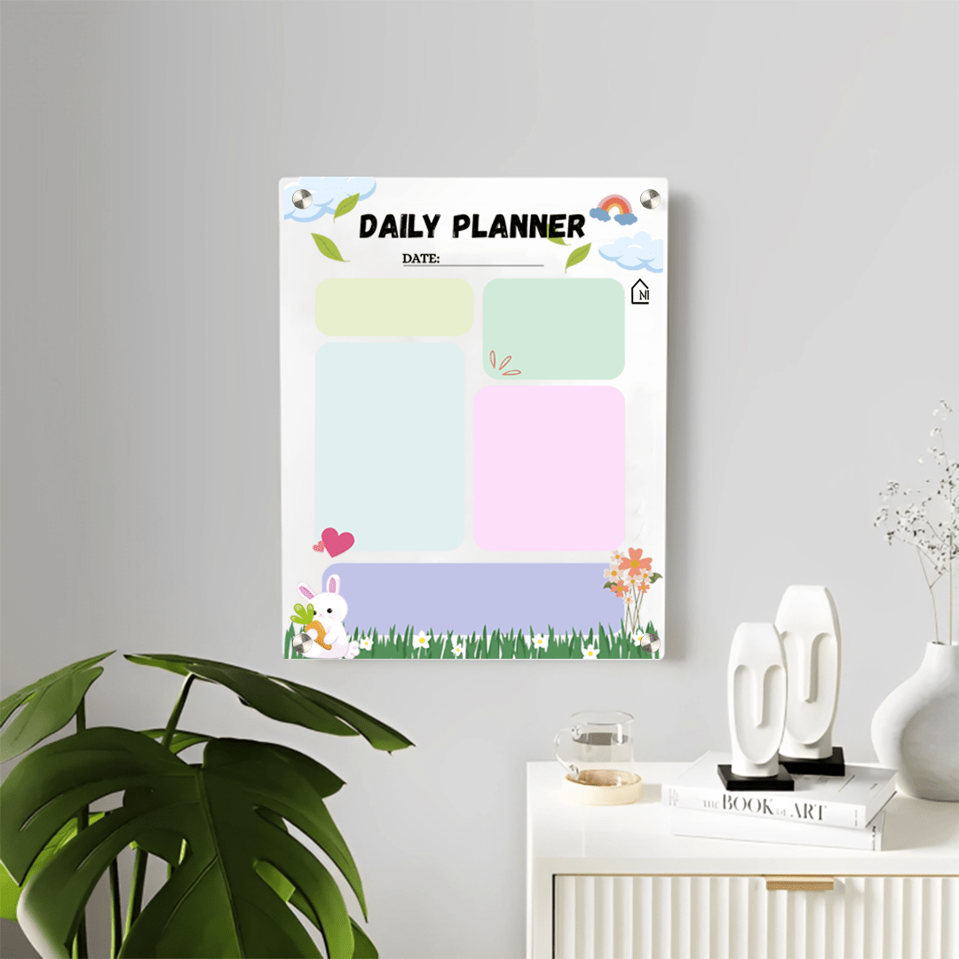 Acrylic Wall Task Milky Planner – Reusable & Stylish Organizer for Home, Office & Kids - Memories InsiteDAILY ACRYLIC MILKY WALL PLANNER II